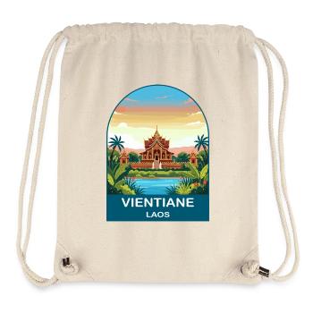 Vientiane Laos Vintage-Tempel-Reiseillustration - Stanley/Stella recycelter Gym Bag - Naturweiß - Vorne