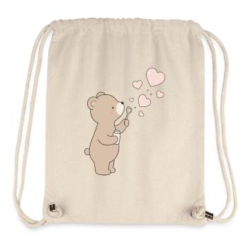 Cute Bear with Heart Soap Bubbles Motif - Stanley/Stella Recycled Gym Bag - natural - Front