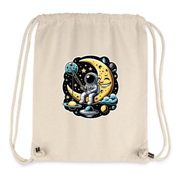 Un astronaute est assis sur le croissant de lune et pêche - Sac à cordon recyclé Stanley/Stella - blanc naturel - Devant