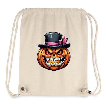 Funny grinning Halloween pumpkin with top hat - Stanley/Stella Recycled Gym Bag - natural - Front
