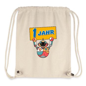 Ich bin 1 Jahr erster Geburtstag mit Roboter - Stanley/Stella recycelter Gym Bag - Naturweiß - Vorne