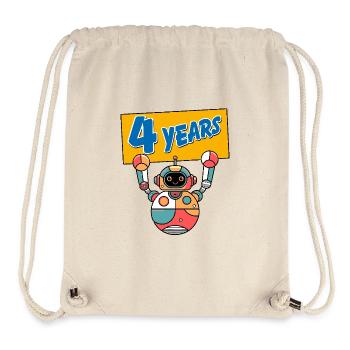 Ich bin vier Jahre 4. Geburtstag mit Roboter - Stanley/Stella recycelter Gym Bag - Naturweiß - Vorne