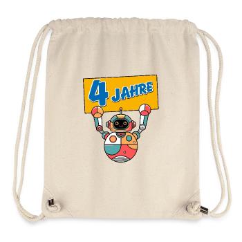 Ich bin vier Jahre 4. Geburtstag mit Roboter - Stanley/Stella recycelter Gym Bag - Naturweiß - Vorne