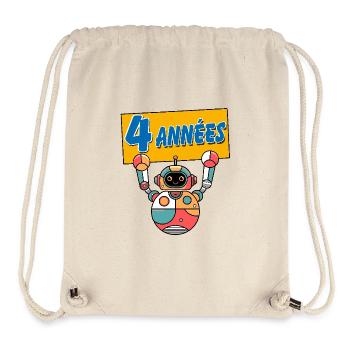 J'ai quatre ans, quatrième anniversaire avec robot - Sac à cordon recyclé Stanley/Stella - blanc naturel - Devant