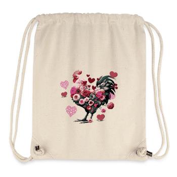 Poulet Fleurs et Coeurs - Sac à cordon recyclé Stanley/Stella - blanc naturel - Devant