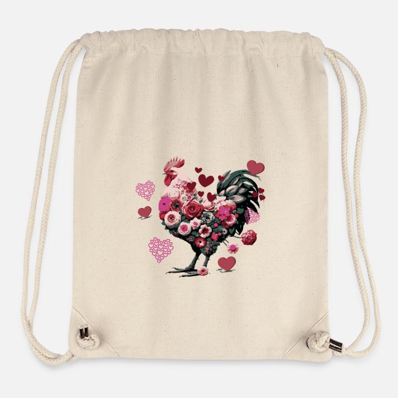 Flowers and Hearts Huhn - Stanley/Stella recycelter Gym Bag - Naturweiß