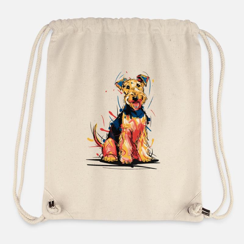 Airedale Terrier - Sac à cordon recyclé Stanley/Stella - blanc naturel
