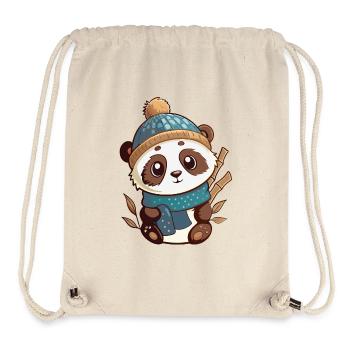Niedlicher Panda mit Schal und Pudelmütze. - Stanley/Stella recycelter Gym Bag - Naturweiß - Vorne