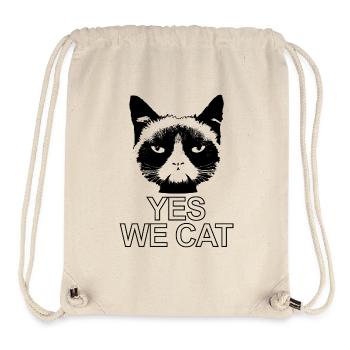 yes we cat Katze böser Blick Kater Stubentiger - Stanley/Stella recycelter Gym Bag - Naturweiß - Vorne