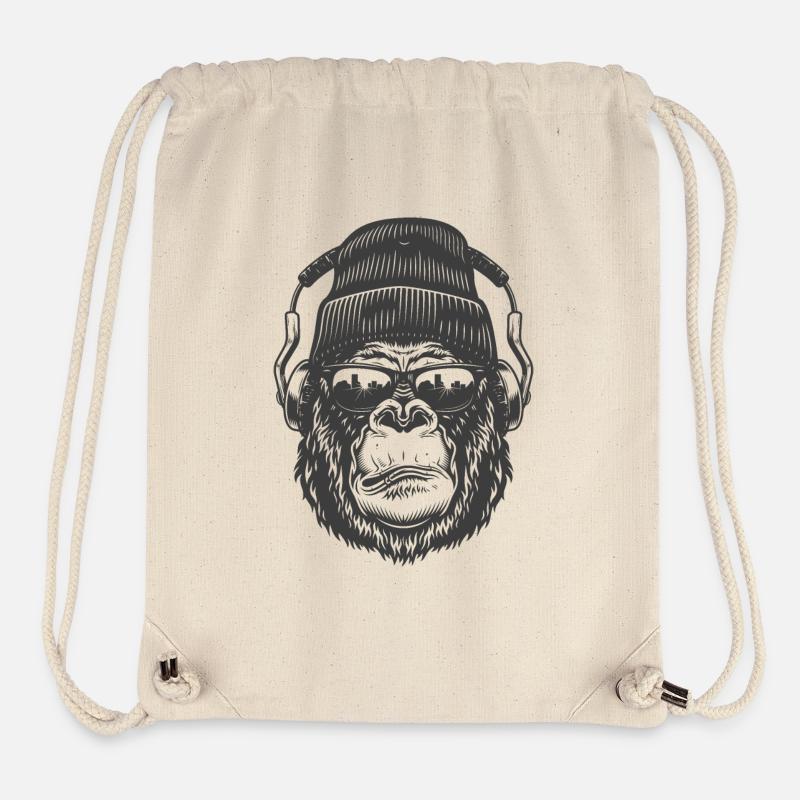 Wild Man Face mit Kopfhörern - Stanley/Stella recycelter Gym Bag - Naturweiß