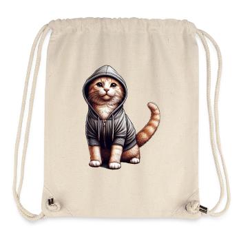Chat portant un sweat à capuche - Sac à cordon recyclé Stanley/Stella - blanc naturel - Devant