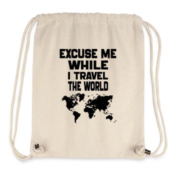 Entschuldigen Sie mich, während ich reise Das Geschenk der Welt-Weltkarte - Stanley/Stella recycelter Gym Bag - Naturweiß - Vorne