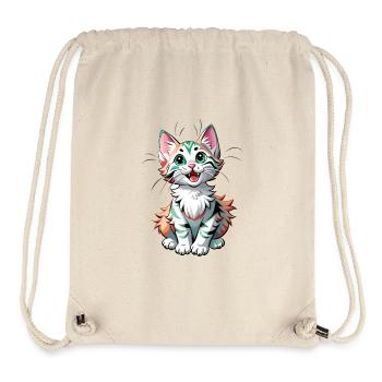 Süße Katze mit großen Augen mit grünem Fell - Stanley/Stella recycelter Gym Bag - Naturweiß - Vorne