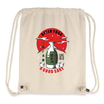 après le yoga, un bon saké - Sac à cordon recyclé Stanley/Stella - blanc naturel - Devant