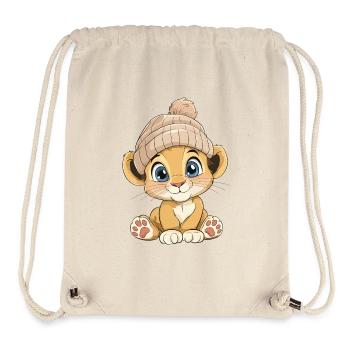 Lion mignon mignon bébé enfants animal dessin animé - Sac à cordon recyclé Stanley/Stella - blanc naturel - Devant