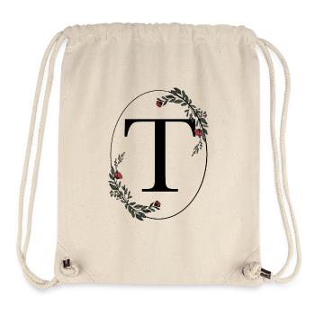 Lettre T - Sac à cordon recyclé Stanley/Stella - blanc naturel - Devant