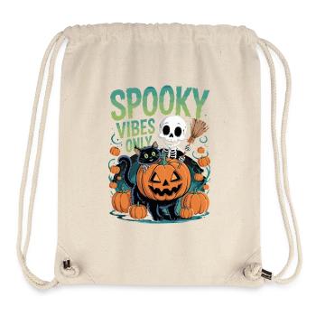 Motif citrouille d'Halloween aux ambiances effrayantes - Sac à cordon recyclé Stanley/Stella - blanc naturel - Devant