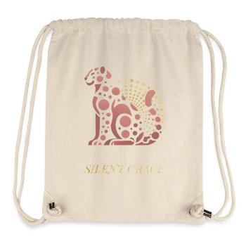Silent Grace – Chat élégant aux accents dorés - Sac à cordon recyclé Stanley/Stella - blanc naturel - Devant