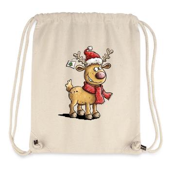 Niedliches Weihnachtsrentier mit Mütze und Schal - Stanley/Stella recycelter Gym Bag - Naturweiß - Vorne