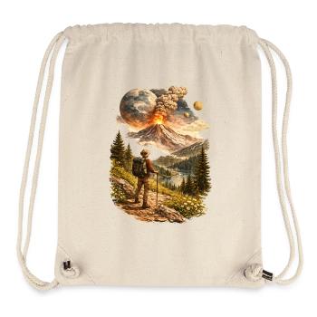 Hikers in front of erupting volcano and strange world - Stanley/Stella Recycled Gym Bag - natural - Front