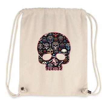 Buntes dekoratives Skullmuster - Stanley/Stella recycelter Gym Bag - Naturweiß - Vorne