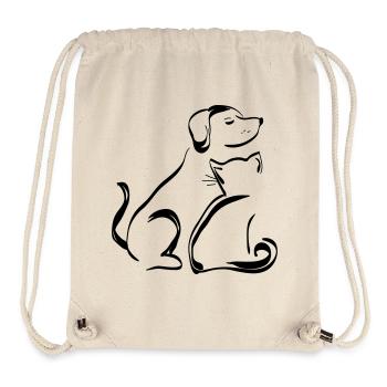 Hund & Katze Umrisse Schwarz - Stanley/Stella recycelter Gym Bag - Naturweiß - Vorne