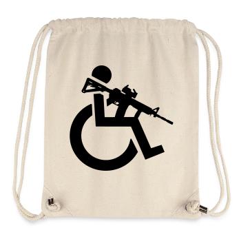 Armed wheelchair user with rifle, weapon # - Stanley/Stella Recycled Gym Bag - natural - Front