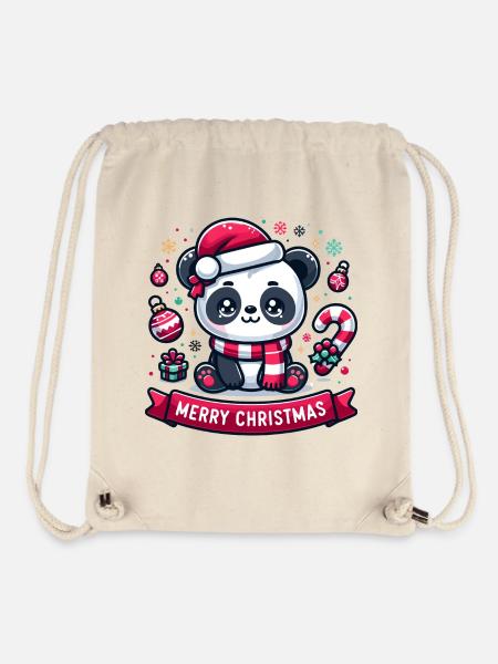 Merry Christmas Panda – Cute T-Shirt - Stanley/Stella Recycled Gym Bag - natural