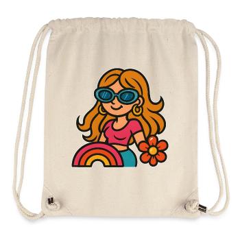Retro Summer Girl - Flower Power Look - Stanley/Stella Recycled Gym Bag - natural - Front