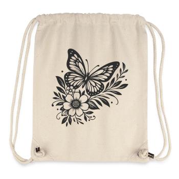 Elegantes Schmetterlings- und Blumendesign - Stanley/Stella recycelter Gym Bag - Naturweiß - Vorne
