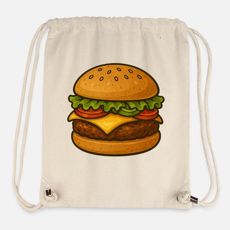 Un burger design expressif aux accents verts - Sac à cordon recyclé Stanley/Stella - blanc naturel
