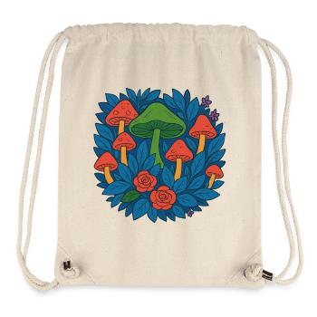 Cercle de champignons de feuilles et de roses - Sac à cordon recyclé Stanley/Stella - blanc naturel - Devant
