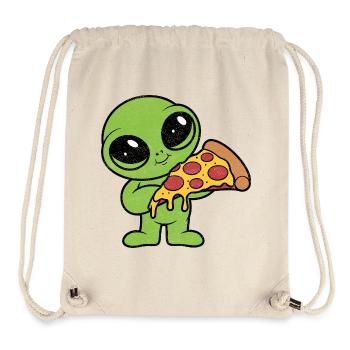 Süßes Alien mit Pizzastück Pizza Fan - Stanley/Stella recycelter Gym Bag - Naturweiß - Vorne