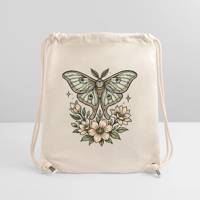 Papillon de nuit avec bouquet de fleurs Sac à cordon recyclé Stanley/Stella