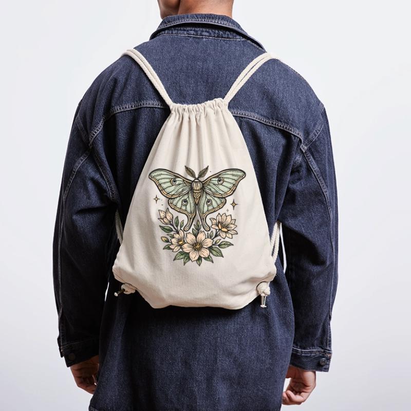 Papillon de nuit avec bouquet de fleurs Sac à cordon recyclé Stanley/Stella