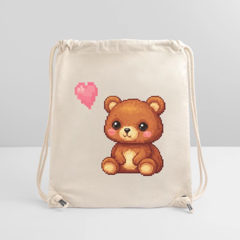 Pixelbär mit Herzballon Stanley/Stella recycelter Gym Bag