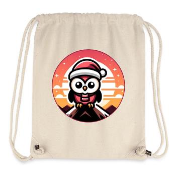 Lustige bunte Weihnachtseule mit Nikolausmütze - Stanley/Stella recycelter Gym Bag - Naturweiß - Vorne