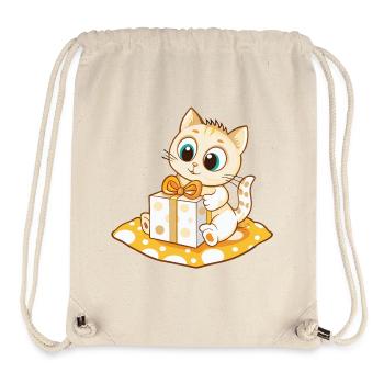 Niedliche Katze packt Geschenk aus - Stanley/Stella recycelter Gym Bag - Naturweiß - Vorne