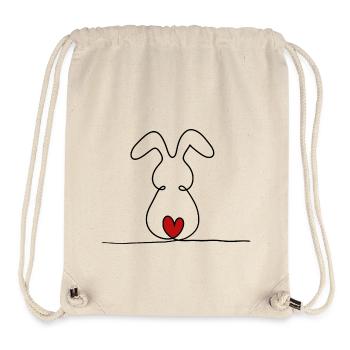 Lapin à une ligne avec queue rouge - Sac à cordon recyclé Stanley/Stella - blanc naturel - Devant