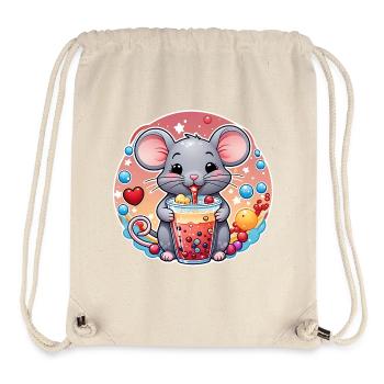 Kleine Süße Maus mit Erfrischung und Strohhalm - Stanley/Stella recycelter Gym Bag - Naturweiß - Vorne