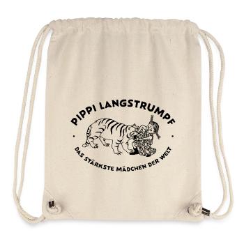 Pippi Calzelunghe Pippi con tigre e detto - Borsa sportiva in tessuto riciclato Stanley/Stella - bianco naturale - Fronte
