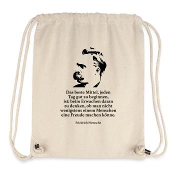 Nietzsche: La meilleure façon tous les jours bon pour mendier - Sac à cordon recyclé Stanley/Stella - blanc naturel - Devant