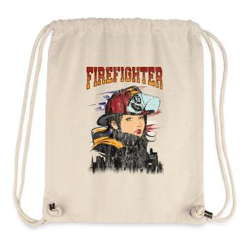 Jolie femme POMPIER - Sexy Firemen cadeau - Sac à cordon recyclé Stanley/Stella - blanc naturel - Devant
