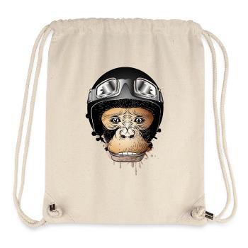 Affe mit Retro Motorrad Helm und Motorrad Brille - Stanley/Stella recycelter Gym Bag - Naturweiß - Vorne