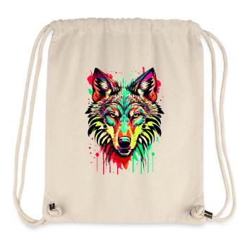 Wolf Colorful - Colorful Wolf - I Love Wolves - Stanley/Stella Recycled Gym Bag - natural - Front