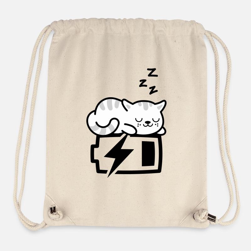Sleepy Kitty (Color Changeable - 3 colors) - Stanley/Stella Recycled Gym Bag - natural