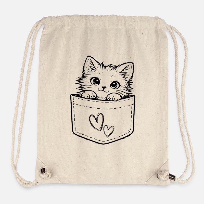 Katze in der Tasche - Stanley/Stella recycelter Gym Bag - Naturweiß