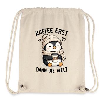 Kaffee zuerst Pinguin - Stanley/Stella recycelter Gym Bag - Naturweiß - Vorne
