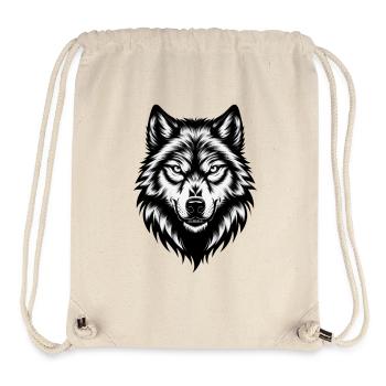Wild Wolf's Head – Black & White - Stanley/Stella Recycled Gym Bag - natural - Front