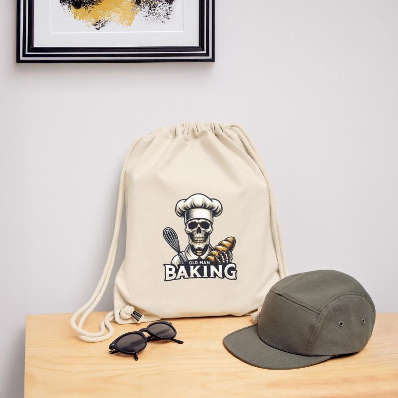 Old Man Baking Skull with Baker's Hat Baking Bread Stanley/Stella Recycled Gym Bag
